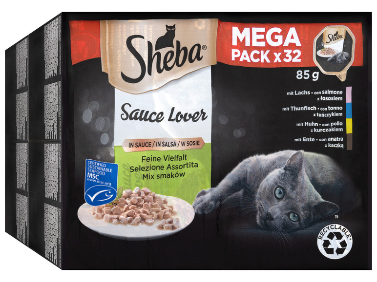 Gehe zu Vollbildansicht: Sheba Mega Pack Sauce Lover in Sauce Feine Vielfalt, 32 x 85g - Bild 1