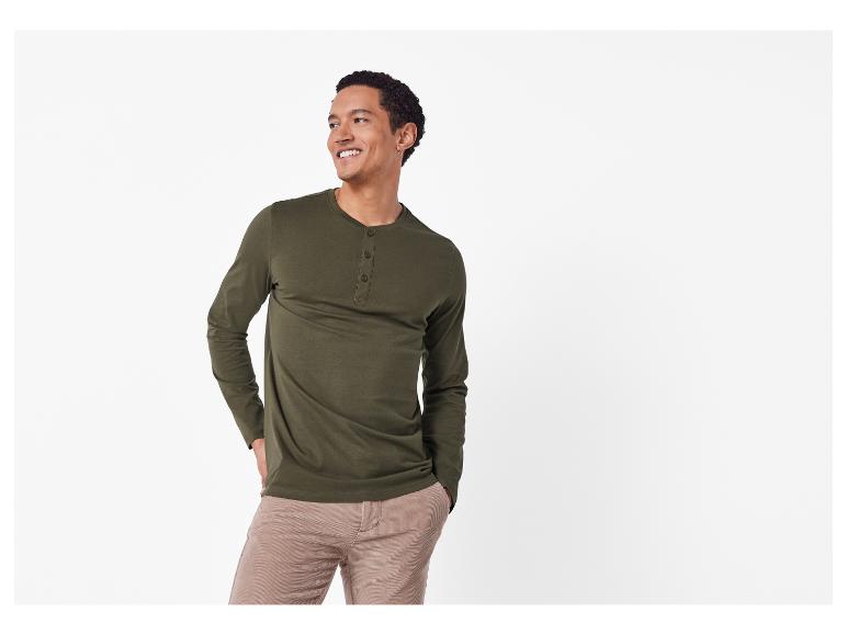 Herren Langarmshirt mit Knopfleiste