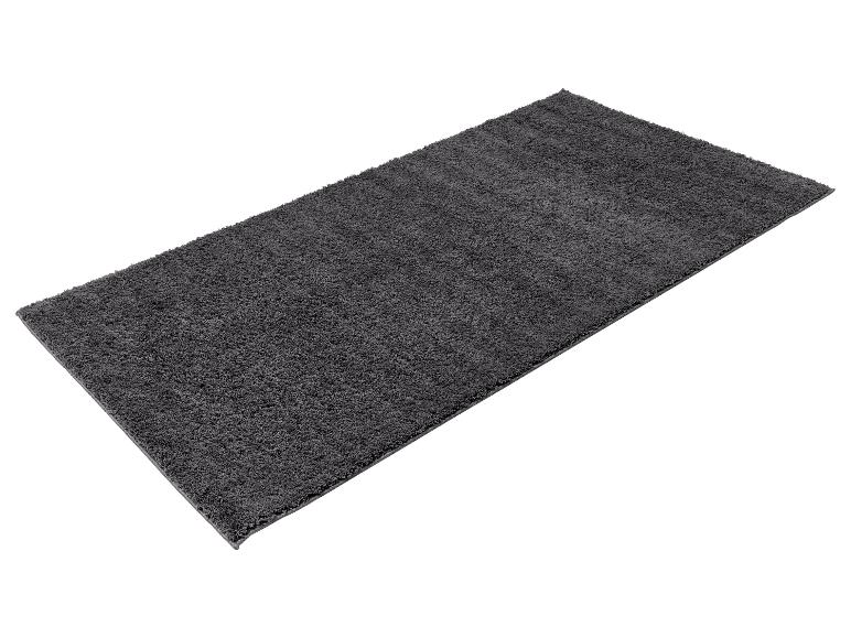 Dunkelgrauer Hochflor-Badteppich