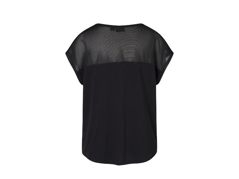 Schwarzes T-Shirt mit Mesh-Detail an Schultern und Rücken