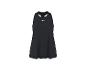 Schwarzes ärmelloses Sportkleid mit weißem Logo auf der Brust.