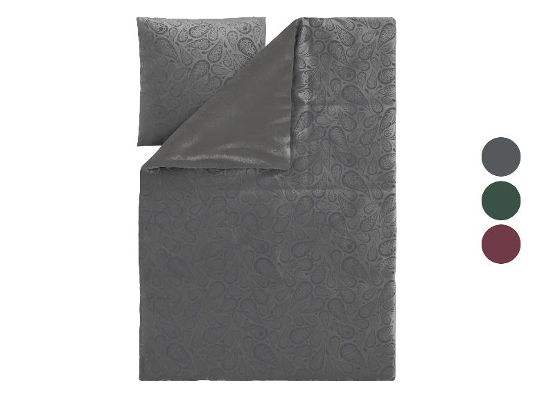 Graues Bettwäsche-Set mit Kissen und Decke im Paisley-Muster