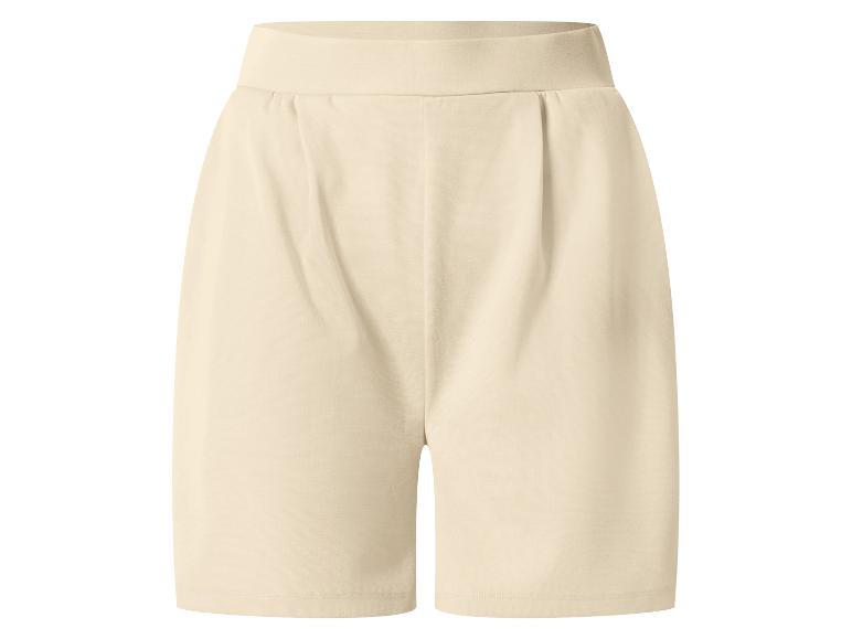Beige Shorts mit hoher Taille und Bundfalten