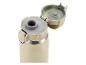 Beige Thermosflasche mit offenem Deckel