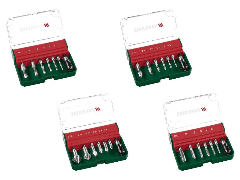 Bohrer- und Senker-Sets in Boxen, mit Größen von 2.5 bis 20.5.