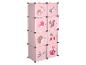 Rosa Modulschrank mit Waldtier- und Pflanzenmotiven, ideal für ein Kinderzimmer.