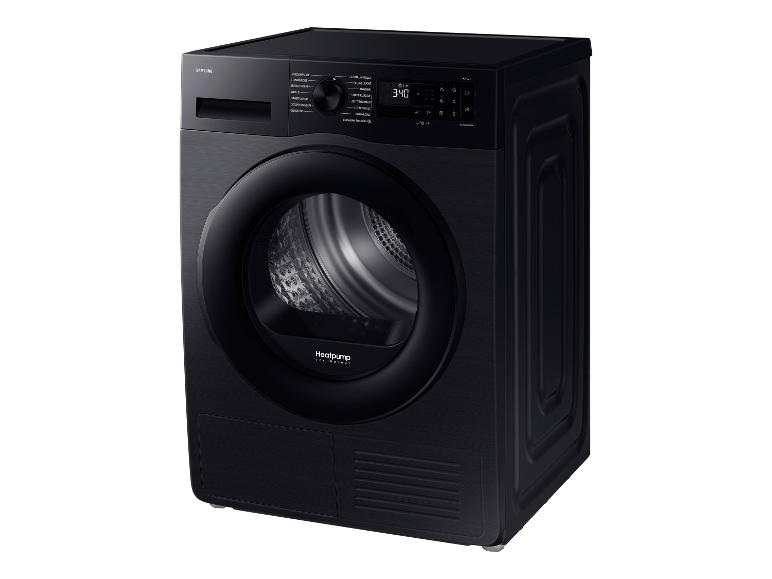 Schwarzer Samsung DV-9EDG52A0ABEG Wärmepumpentrockner.