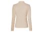 Beige geripptes Longsleeve mit Stehkragen.