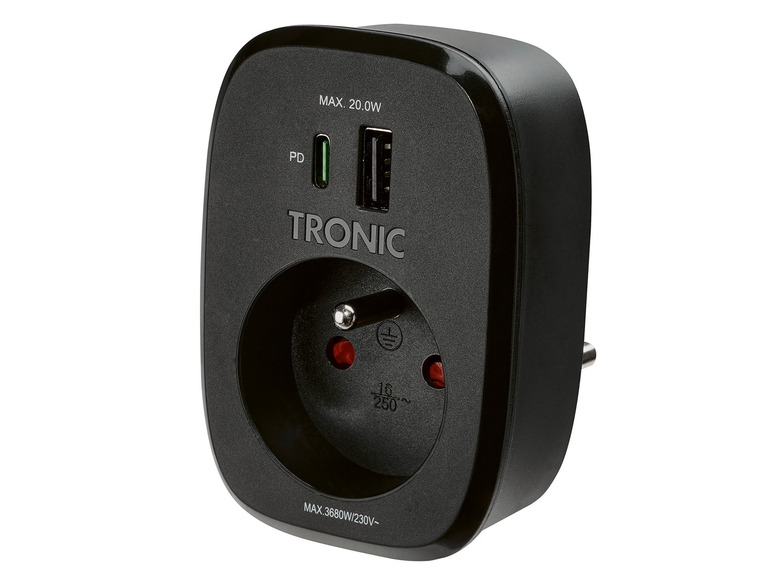 Gehe zu Vollbildansicht: TRONIC® Steckdosenadapter »TSPD20«, USB-A + USB-C, max. 20 W - Bild 4