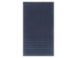Dunkelblaues Handtuch mit gestreiftem Rand.