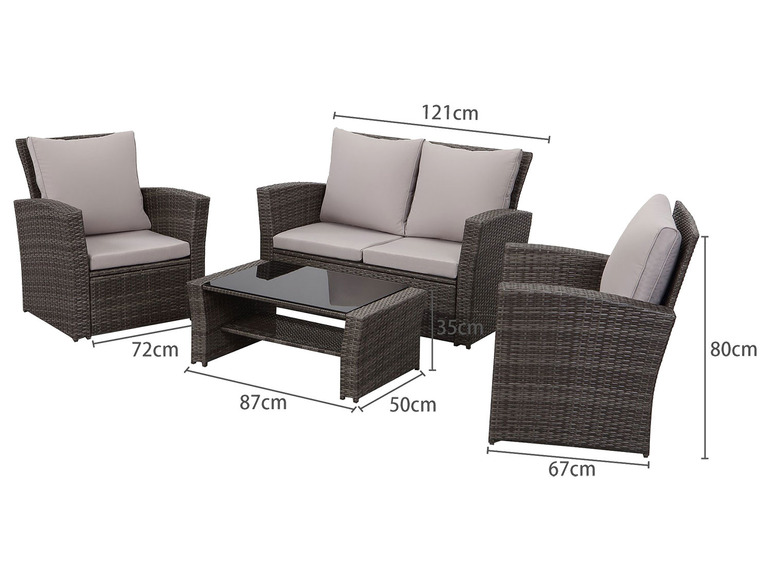 Gehe zu Vollbildansicht: MeXo Gartenmöbel 4-Sitzer Lounge Set inkl. Polster - Bild 29