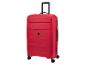 Ein roter Topmove Koffer mit Rollen
