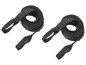 Zwei schwarze Nylon-Gurte mit Schlaufen.