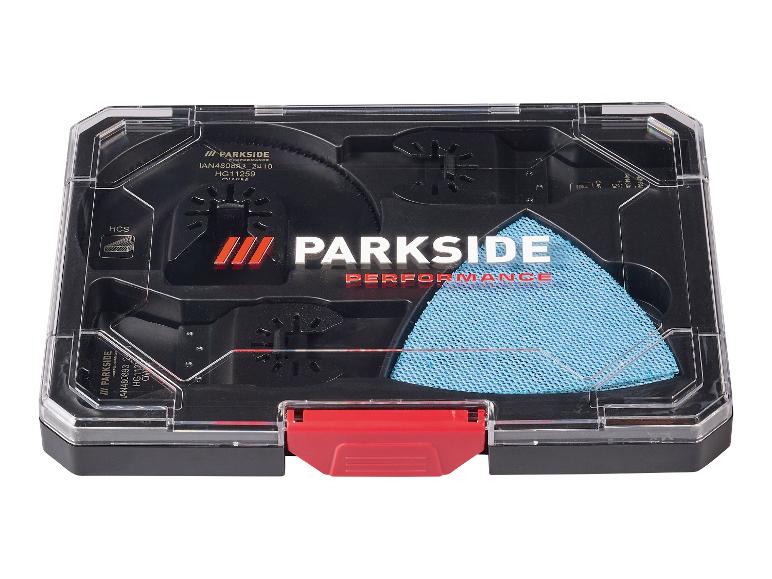 Parkside Performance Oszillierwerkzeug-Zubehörset in transparenter Box.