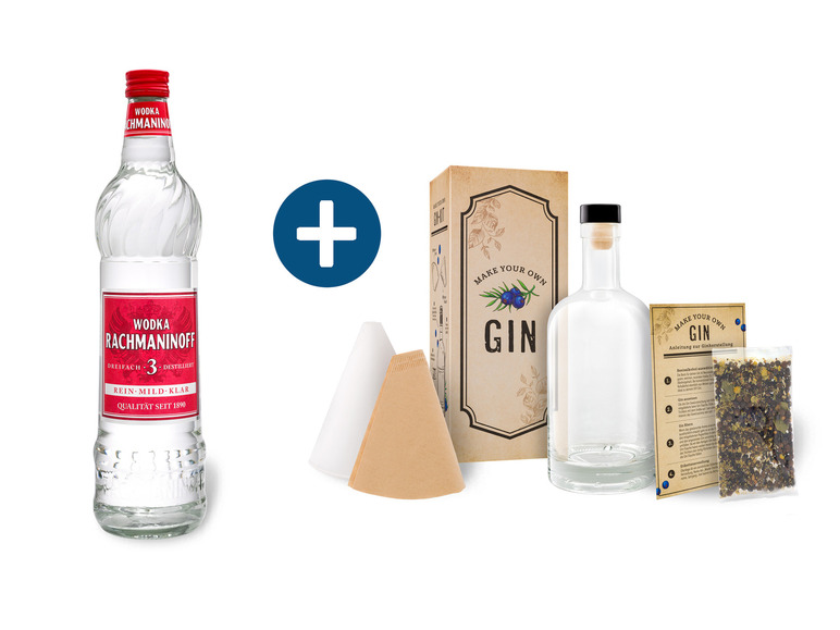 Gehe zu Vollbildansicht: RACHMANINOFF Wodka 3-fach destilliert 37,5% Vol + DIY Gin Kit GRATIS - Bild 1