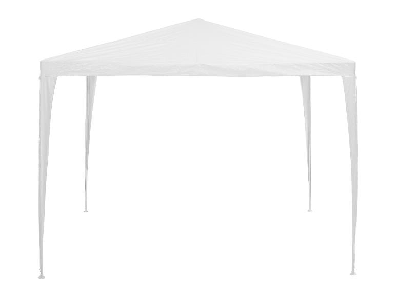 Weißes Partyzelt mit vier Stangen, ideal für Outdoor-Veranstaltungen