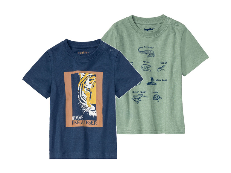 Gehe zu Vollbildansicht: LUPILU® Kleinkinder Jungen T-Shirts, 2 Stück, mit Rundhalsausschnitt - Bild 15