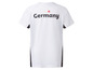Weißes T-Shirt mit schwarzen Akzenten und 'Germany' auf dem Rücken.