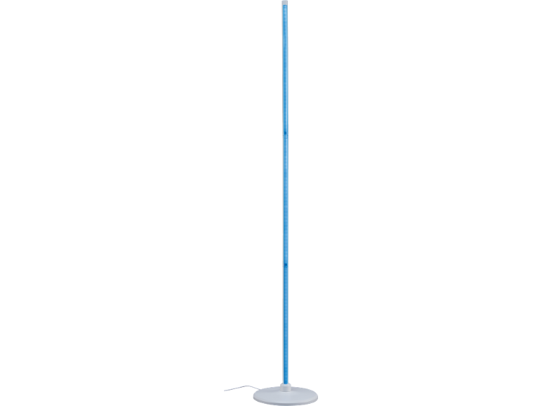 Weiße Stehlampe mit blauer LED-Beleuchtung