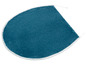 Ein blauer, weicher Toilettensitz-Teppich.
