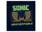 Blaues T-Shirt mit „SONIC UNSTOPPABLE“-Schriftzug und einem Sonic-Bild.