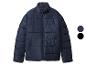 Dunkelblaue Steppjacke mit Reißverschluss und Stehkragen, mit Farboptionen.