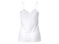 Ein weißes Tanktop mit Spitze.
