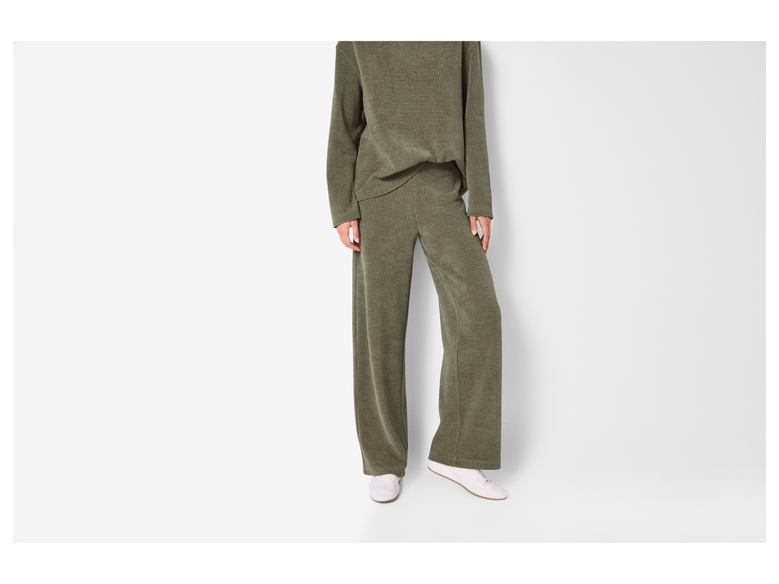 ESMARA® Damen Hose Cord Loungewear (Grün, L (44/46)) – Bild 2 von 3