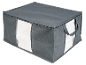 Graue Stoffaufbewahrungsbox mit Klarsichtfenstern und Griffen