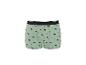 Hellgrüne Boxershorts mit Auto- und Surfbrettmuster.
