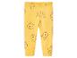 Gelbe Baby-Leggings mit Cartoon-Bärenköpfen.