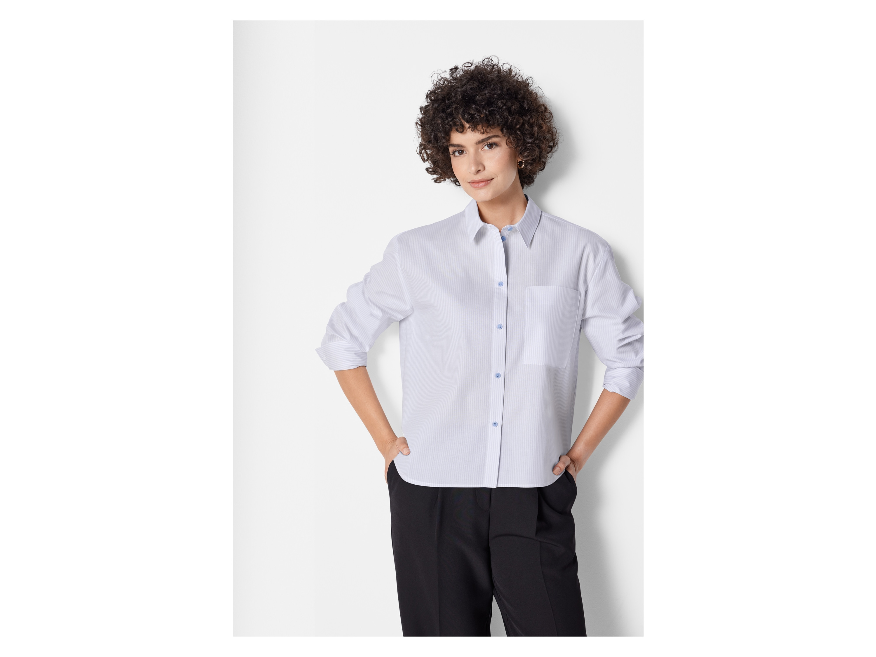 ESMARA® Damen Hemd (Steifen blau/weiß, 36) – Bild 2 von 4