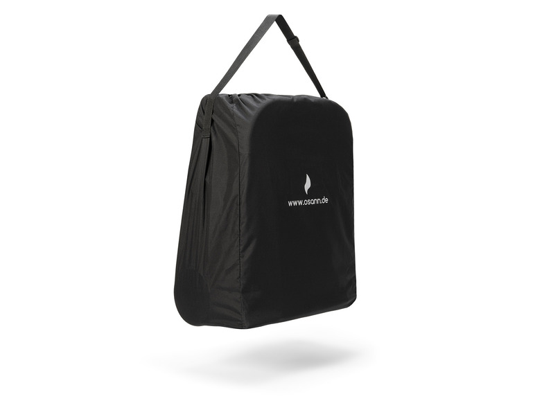 Eine schwarze Osann Tragetasche für einen Hochstuhl.