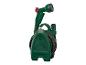 Grüner Gartenschlauch auf einer Rolle mit verstellbarer Spritzpistole.