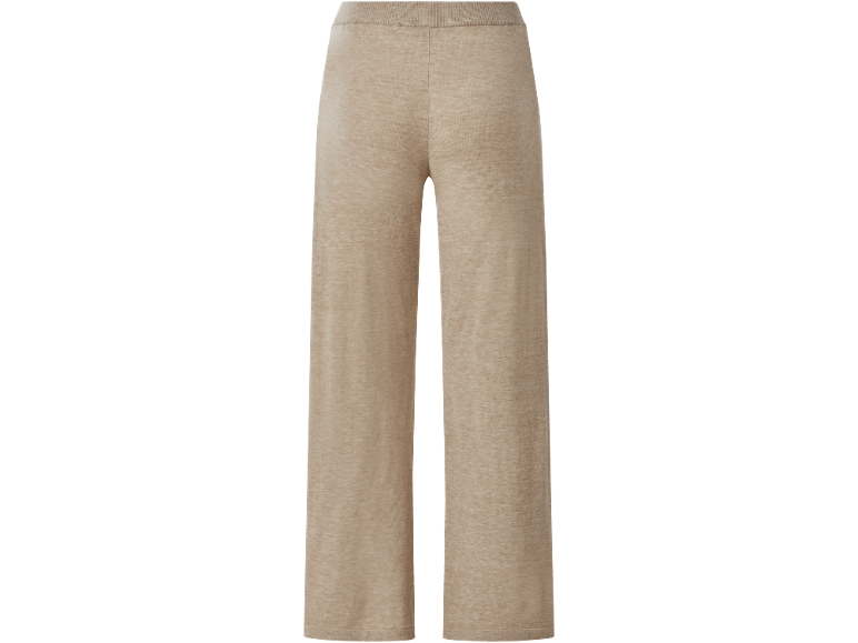Beige gestrickte weite Hose.
