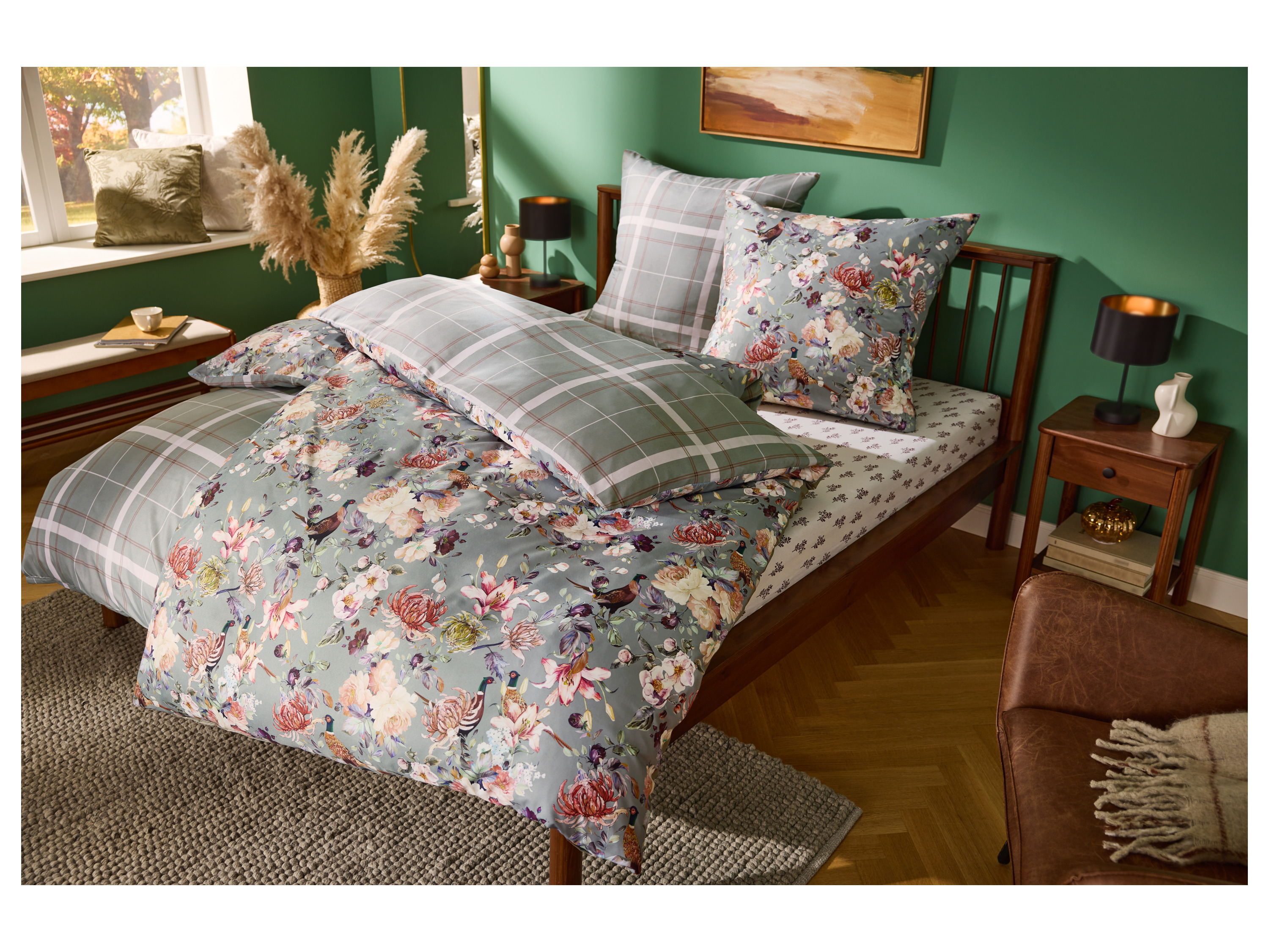 LIVARNO® Jersey-Spannbettlaken, 140-160 x 200 cm (Zweige) – Bild 2 von 3