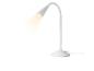 Weiße Schreibtischlampe mit flexiblem Arm und warmem Licht