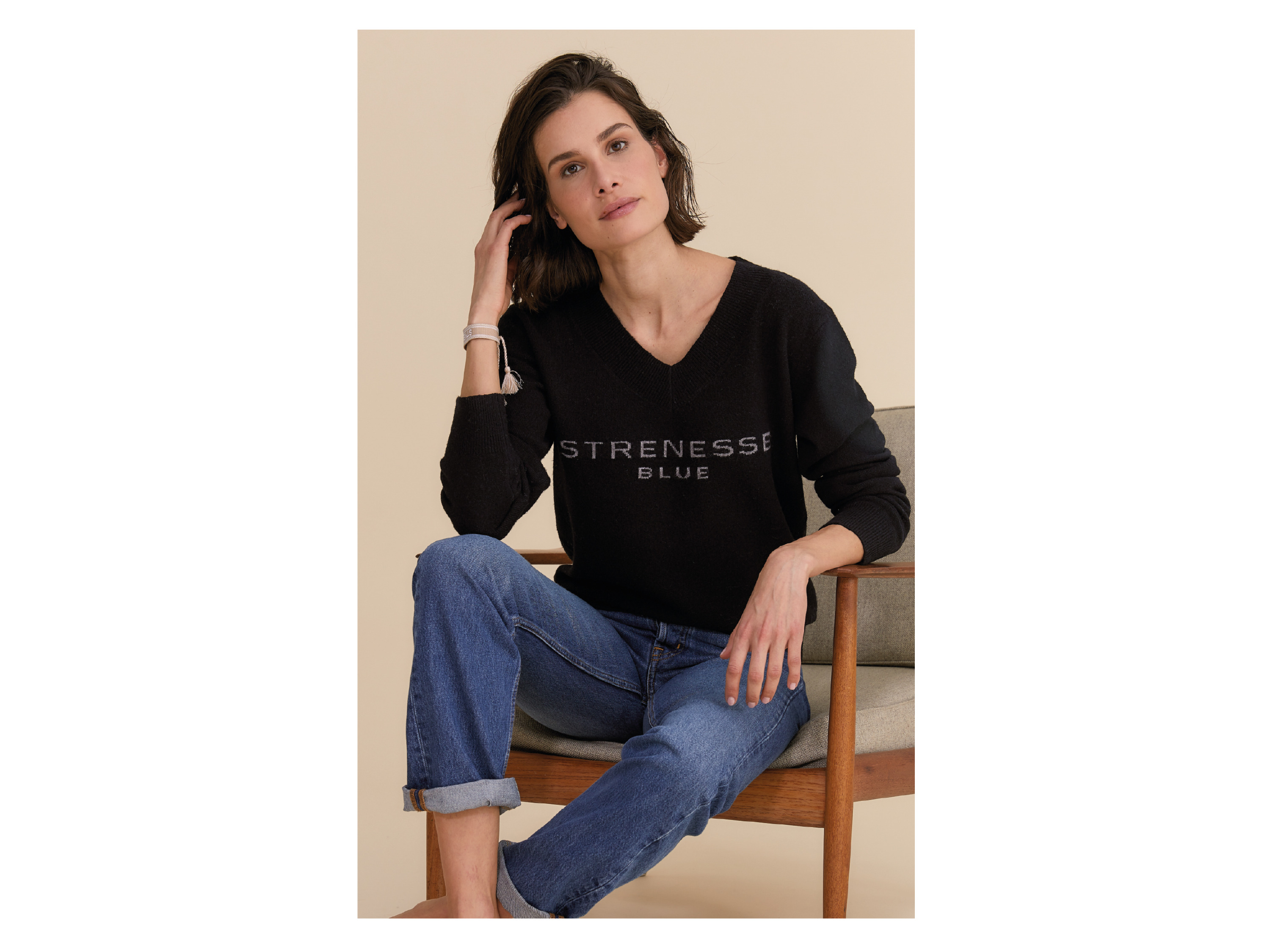 Thumbnail - Damen Strickpullover (Schwarz, L)