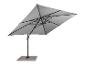 Grauer Ampelschirm mit quadratischem Standfuß