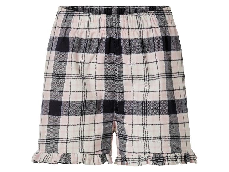 Rosa und schwarze karierte Shorts mit Rüschensaum