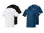 Zwei weiße und schwarze Parkside T-Shirts, zwei blaue Parkside T-Shirts mit Blitzmuster