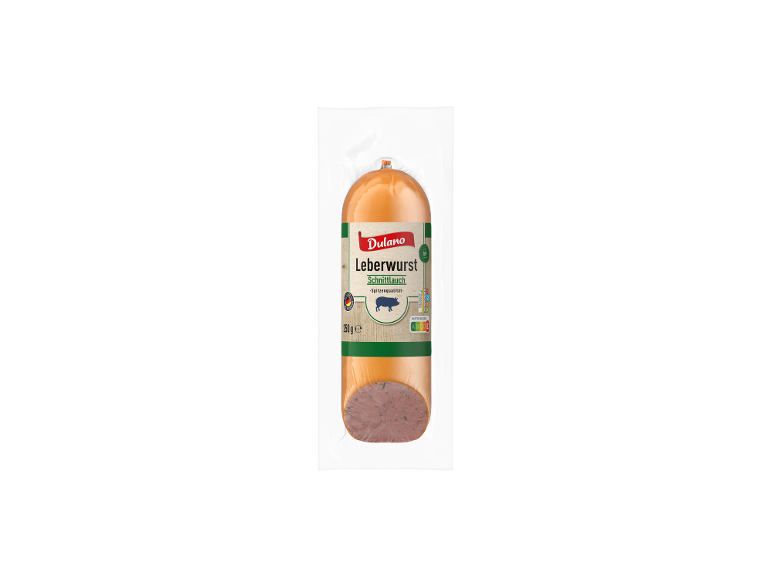 Leberwurst mit Schnittlauch, 250 g, mit Qualitätssiegel und Nutri-Score.