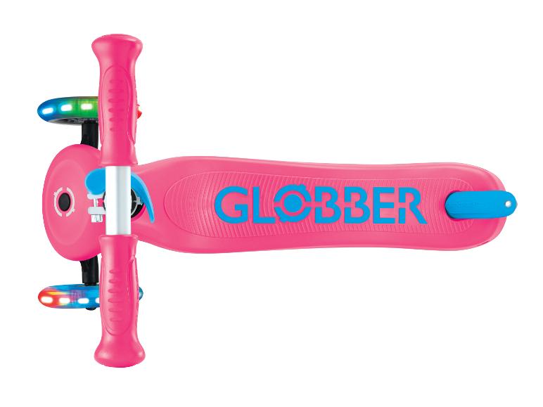 Pinker Kinderroller mit leuchtenden Rädern und T-Lenker