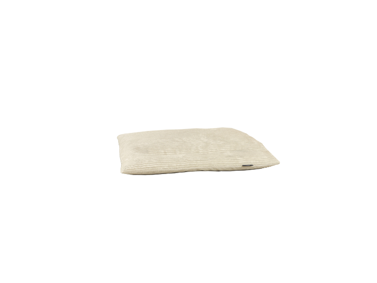 Beige Kissen mit Rippen, minimalistischer Stil.