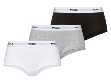 MEXX - Damen Hipster, 3 Stück, angenehm weich (weiß/schwarz/grau, S)