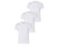 Drei weiße T-Shirts mit kurzen Ärmeln.
