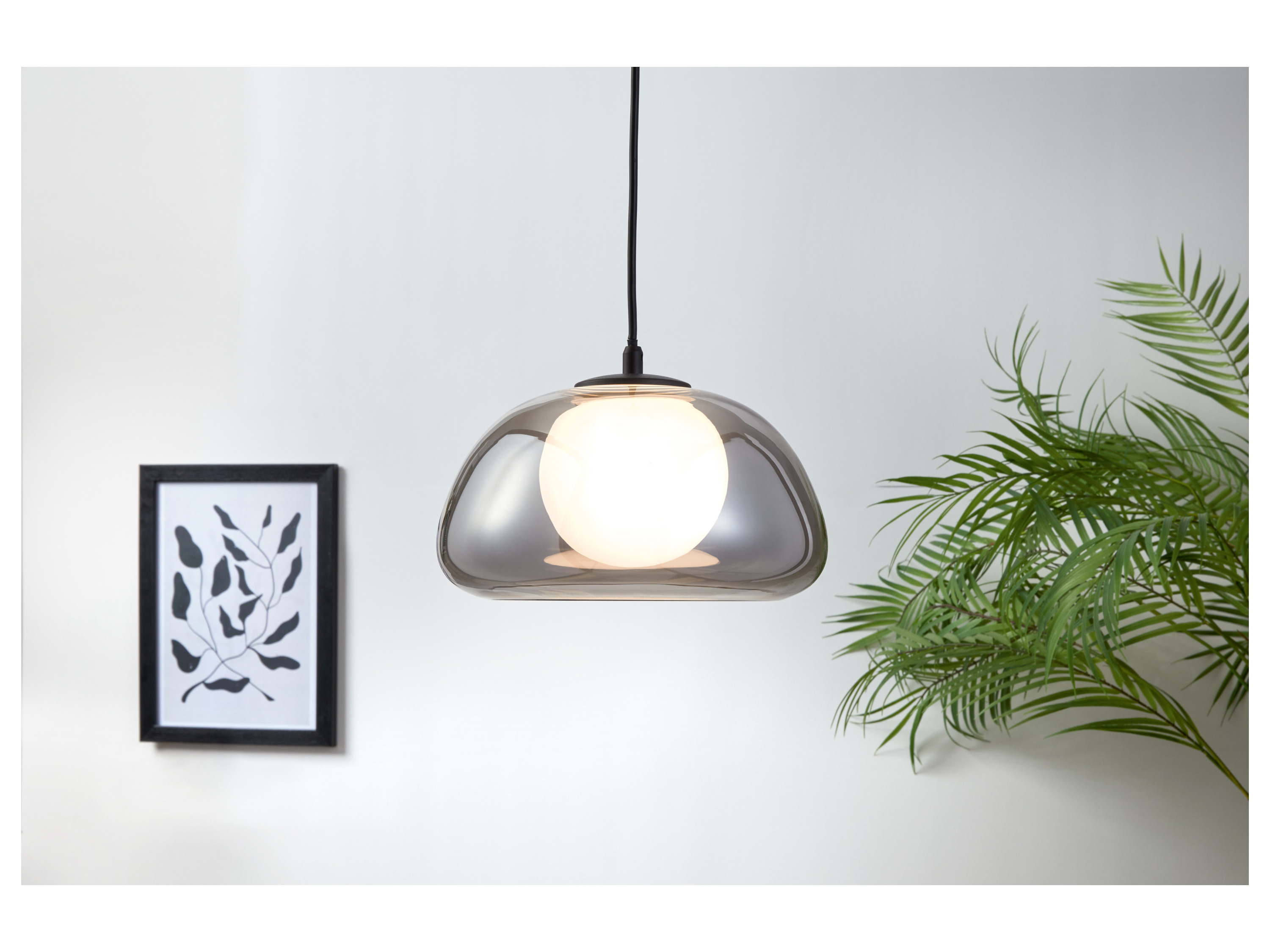 Thumbnail - LIVARNO home LED-Pendelleuchte, Lampenschirm aus hochwertigem Glas (Grauglas)