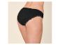 Schwarzer Damen-Slip mit Spitzenbesatz, Rückansicht.