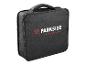 Schwarze Werkzeugtasche mit grauem Griff und Reißverschluss, beschriftet mit „PARKSIDE PERFORMANCE“.