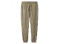 Khakifarbene Fleece-Jogginghose mit Kordelzug und Rippbündchen.